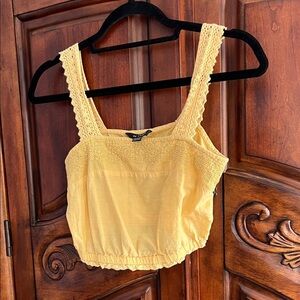 AE Studio Yellow Lace Detail Crop Top- size XS
